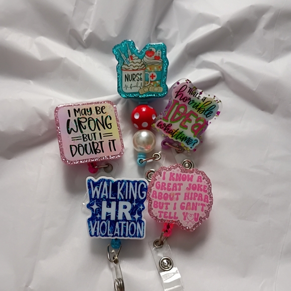 Nurse Badge Reels, 5 Piece Bundle, Retractable Pull - Picture 3 of 10